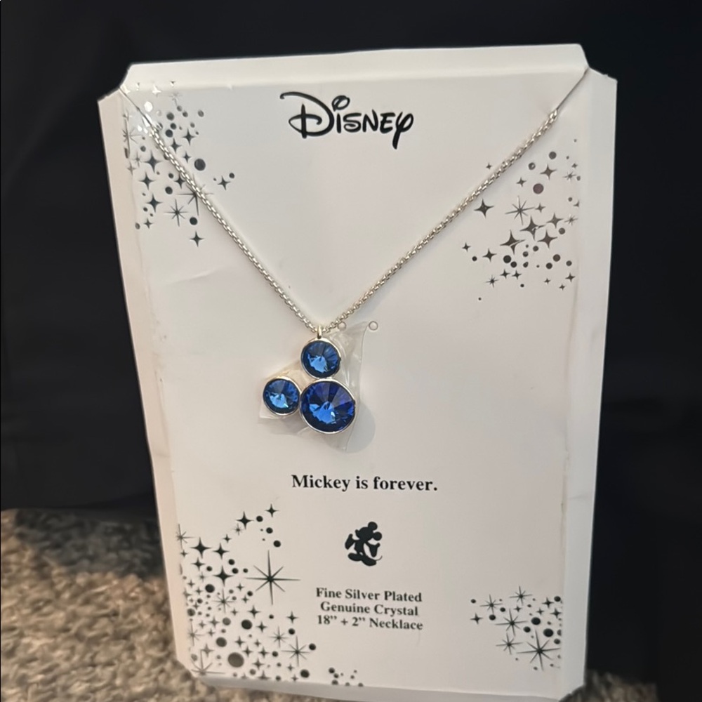 Disney Silver Plated Necklace with Blue Crystals